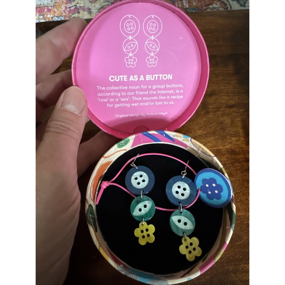 NIB Erstwilder Cute As A Button Dangle Earrings Arts & Crafts